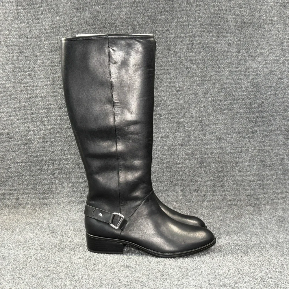 Lauren Ralph Lauren Micaela Riding Boots Women's 8.5 Black Leather Tall Buckle